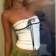 thumbnail image 2 of Top de tubo para mujer, corte ajustado, plisado, jacquard, con cordones, sin mangas, sin tirantes, para fiesta, bar, citas, blanco L, 2 of 8