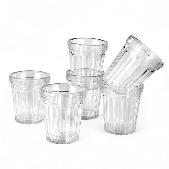 STP GOODS Faceted Shot Glasses Set of 6 pcs 1.7 fl oz (50 ml) Clear Liqueur Glass for Whiskey Vodka Tequila Barware