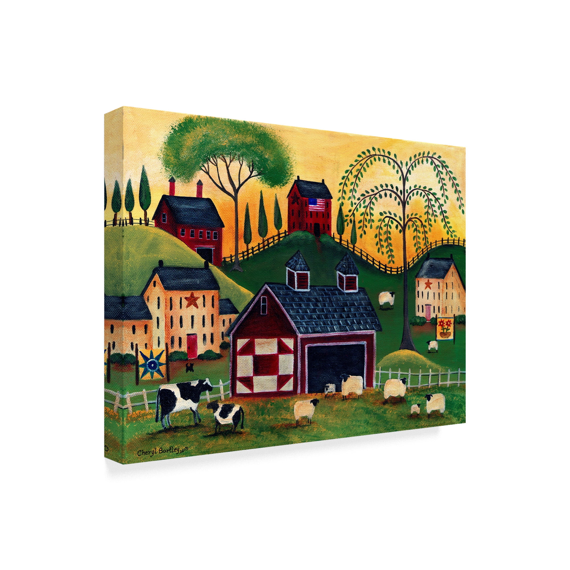 Trademark Fine Art 'Sunrise Red Quilt Barn' Canvas Art by Cheryl Bartley