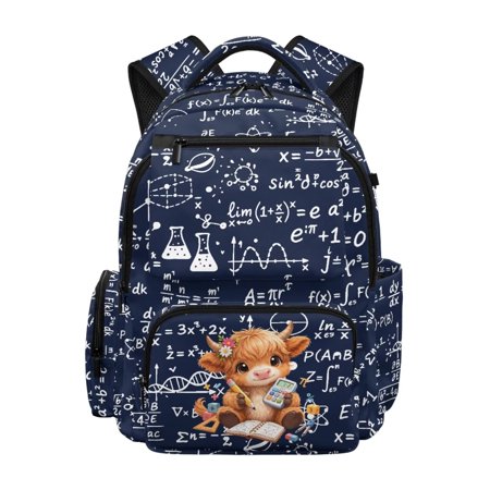 POLERO Highland Cow Backpack for Kids Girls Elementary Middle School Bag Large Capacity 17 Inch Bookbag Casual Daypack with Adjustable Strap