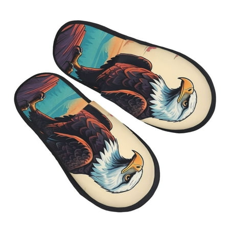 

Ocsxa Mens Womens Cozy Memory Foam Scuff Slippers Slip On Warm House Shoes Indoor/Outdoor Cartoon Iceberg Bald Eagle Designs-Medium