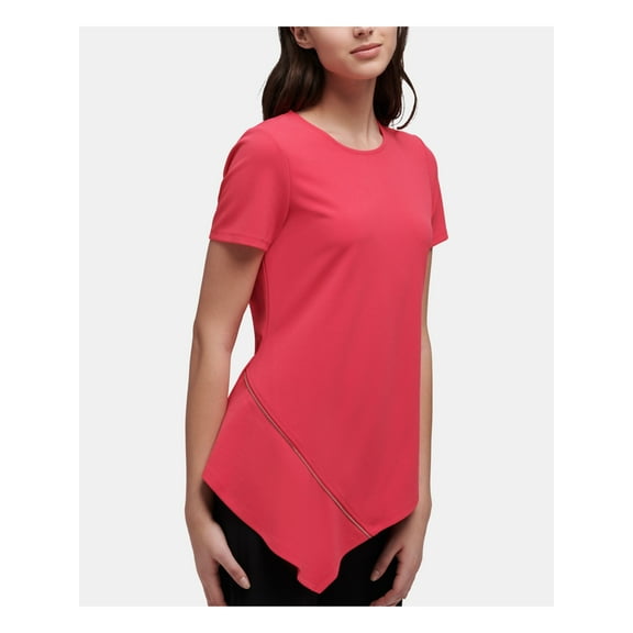 DKNY Womens Pink Short Sleeve Jewel Neck Top Size: M