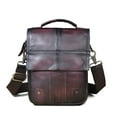 thumbnail image 2 of Imported Crazy Horse Leather Leather Foreign Trade Europe And America Retro Men's 8-Inch Summer Travel Outdoor Shoulder Diagonal Bag 152,Dark coffee, 2 of 2