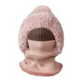 thumbnail image 3 of Women's 3-in-1 Ribbed Knit Hat with Integrated Scarf, Winter Face Mask Beanie, Thermal Ear Flap Trapper Cap, Cold Weather Balaclava Style, Unisex Outdoor Winter Gear - Pink, 3 of 7