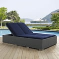 thumbnail image 1 of Modway Sojourn Aluminum and Rattan Patio Double Chaise in Chocolate/Navy, 1 of 5