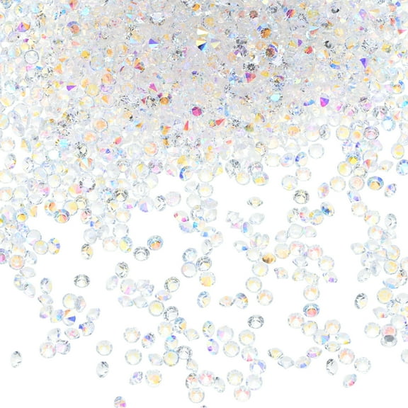 3600-Pack Acrylic Diamonds, 0.12 Inch/3mm Wedding Table Scatter Confetti Crystals, Acrylic Diamonds Gems [White AB]