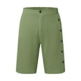 thumbnail image 4 of LiuXxxx Mens Linen Shorts Elastic Waistband Classic Fit Button Summer Beach Casual Shorts Green M, 4 of 5