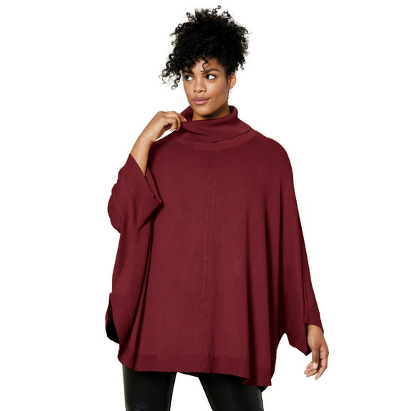 Ellos Women's Turtleneck Poncho Sweater Pullover
