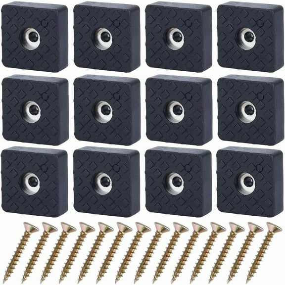 20Pcs Furniture Rubber Pads 1.18"/30mm Square Feet Caps Non-Slip Grippers Rubber Bumper Floor Leg Protectors with 24Pcs Screws