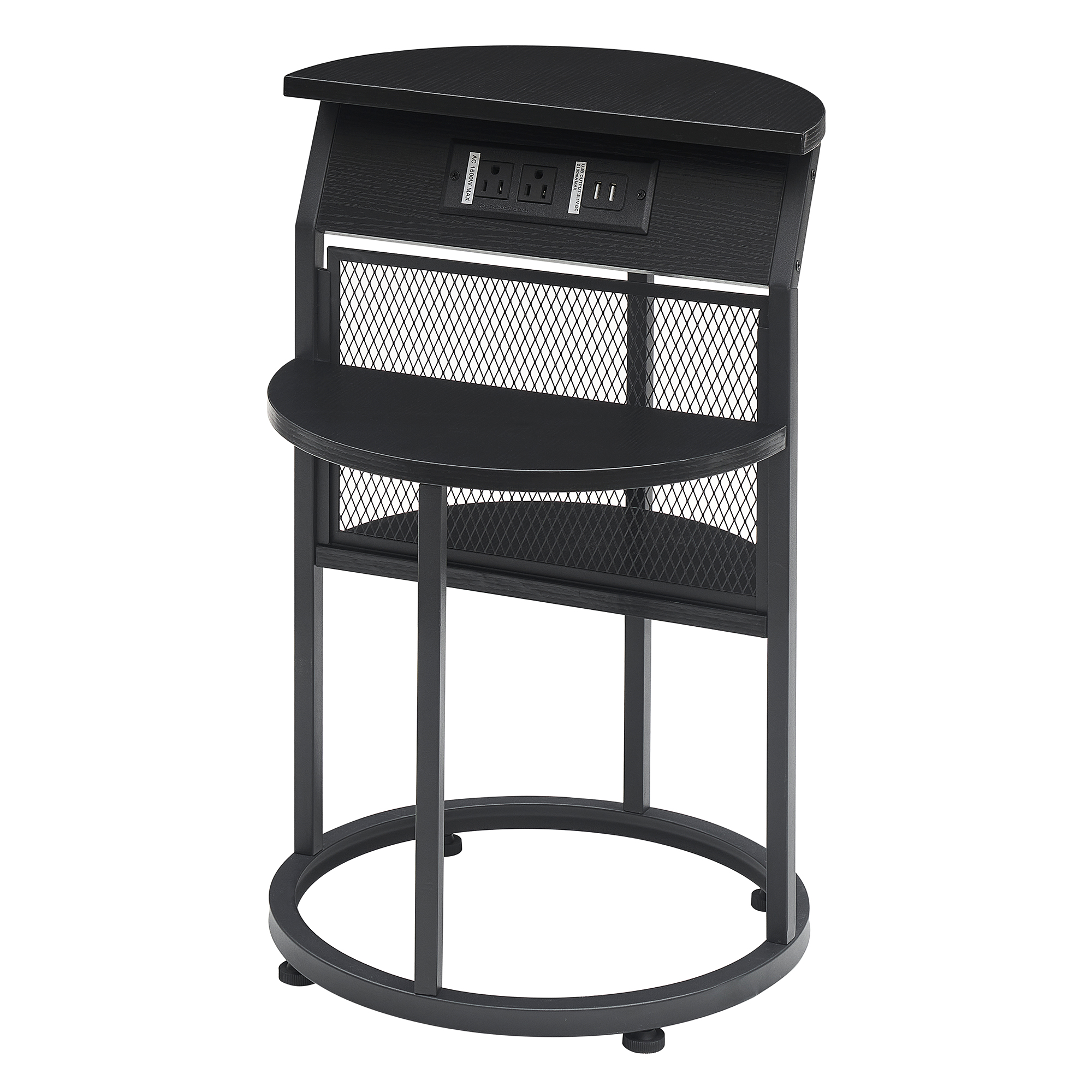 Narrow Side Table with Charging Station,Rustic End Table USB Ports and