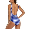 thumbnail image 4 of Blue And White Gingham Swimsuit Check Plaid Squared Female Swimwear Fashion Swimsuits Holiday Push Up Halter Beach Outfits, 4 of 5