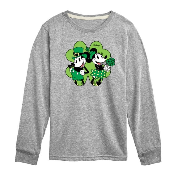 Disney - Mickey Minnie Shamrock - Toddler And Youth Long Sleeve Graphic T-Shirt