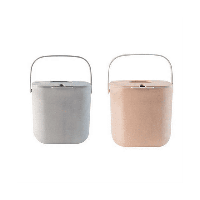2Pcs Compost Bin for Everyday Organic Waste with Lid in the Kitchen Odor Resistant Removable Liner