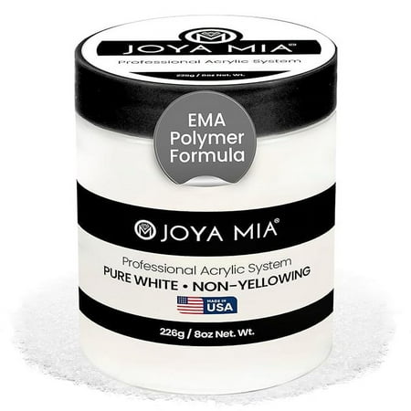 Acrylic Nail Powder for Nails, Super Adhesion Acrylic Nail Powder, Professional Colored Acrylic Nail Powder for Flawless & Beautiful Acrylic Nail Enhancements, Pure White, 8 oz - Joya Mia