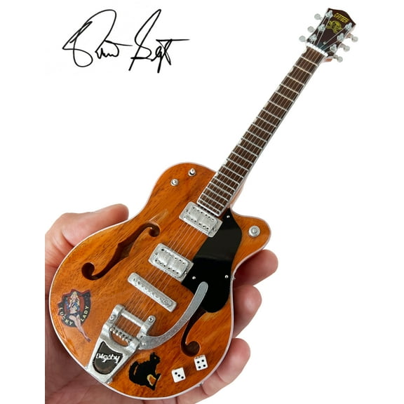 Axe Heaven Brian Setzer Gretsch Nashville Orange Dice Hollow Body Mini Guitar Replica Collectible BS-165