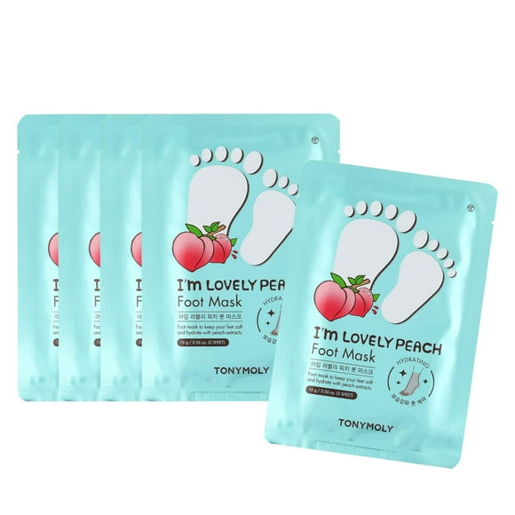 TONYMOLY I'm Lovely Peach Foot Mask 5 unidades
