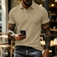 thumbnail image 7 of Hearthz Mens Polo Shirts 3 Button Placket Lapel Collar Men Short Sleeve Shirt Business Casual Mens Golf Polos Work Out Shirts Beige XXXL, 7 of 7