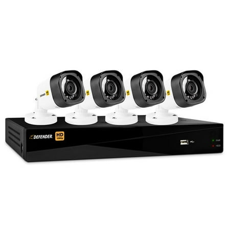 Defender HD 1080p 8-Channel 1TB DVR Security System with 4 Bullet Cameras