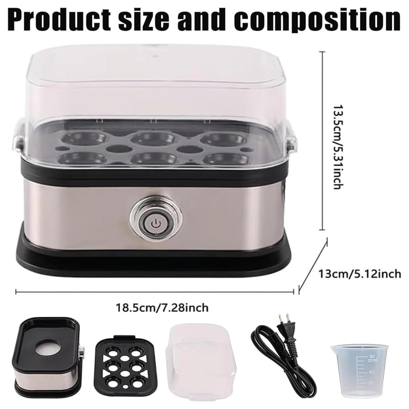 2025 Upgraded Square Egg Steamer, 200W Electric Cooker, Auto Shut-off, Easy Clean Multi-function Boiler for Soft Medium Hard Boiled Breakfast Eggs