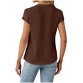 thumbnail image 3 of Vivianyo HD Casual Women's Summer Short Sleeve T-Shirt Fashion Women's Casual Tops Solid Blouses Button Shirts Short Sleeve V Neck T-shirt, 3 of 5