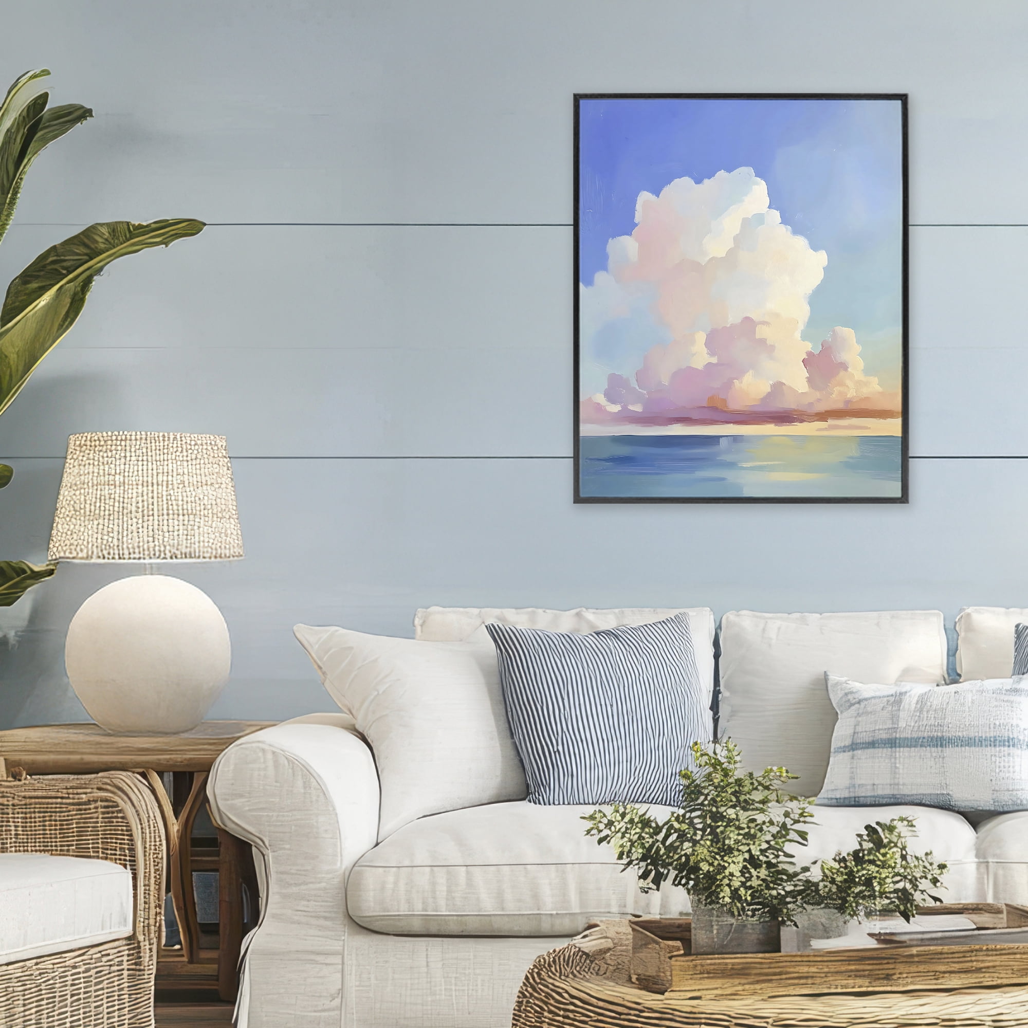 Stupell Industries Dreamy Pastel Clouds over Sea Black Framed Giclee Art, design by The Prints Vibe