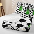thumbnail image 4 of Erosebridal Personalized Initial M Soccer Print Quilt King for Boys Girls,Teens Green Glitter Print King Coverlet Set, 4 of 7
