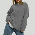 thumbnail image 2 of Women's Cable Knit Sweater Oversized Crew neck Long Lantern Sleeve Pullover Top for Fall & Winter Gray L, 2 of 5