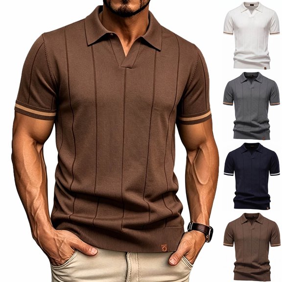 FRSASU Men's Business Casual Knit Polo Shirt Short Sleeve Lapel Collar Lightweight Summer office Tops White-A