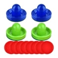 thumbnail image 1 of Empujadores Y Discos de Air Hockey Discos de 2,5 Pulgadas Mangos de Portería de 96 Mm Paletas de Air Hockey, 4 Empujadores, 8 Discos Rojos Y 4 Almohad Azul y verde, 1 of 8