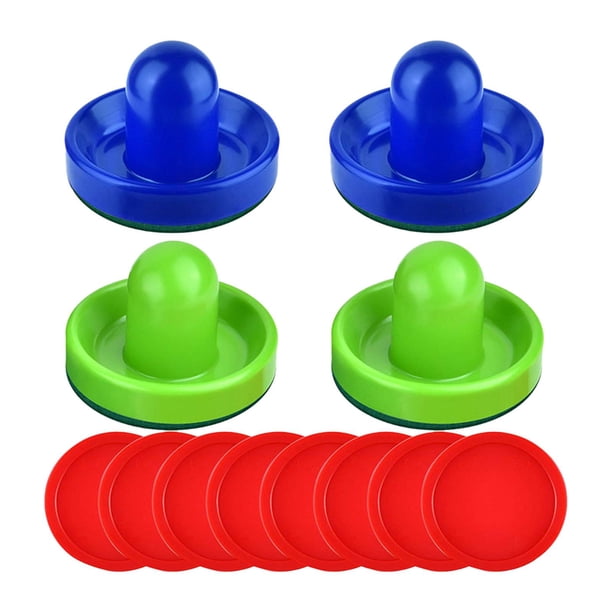 Empujadores de Air Hockey Cola 4 Piezas y 8 Discos Azul y Verde