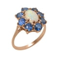 thumbnail image 1 of LBG British Made 18k Rose Gold Natural Opal & Sapphire Womens Cluster Ring - 33 size options - Size 11.25, 1 of 6