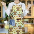 thumbnail image 6 of Colorful Highland Cow Sunflower Pattern Apron-Garden Aprons for Women with Pockets-Cotton Linen Waterproof Kitchen Cooking Gardening Aprons Adjustable for Kitchen,Cooking,BBQ and Salon 33x27 Inch, 6 of 7