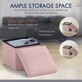 thumbnail image 7 of Ornavo Home 2 Pack Small Storage Ottoman Foldable Collapsible Cube Square Linen Ottoman Foot Rest Stool Seat, for Living Room, Bedroom, Home Office, Dorm - 12 x 12 x 12, Blush Pink, 7 of 7