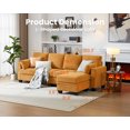 thumbnail image 2 of CHIC HOUSE 100" Modular Sectional Cloud Couch with Ottoman & Chaise, Oversized L-Shaped Corduroy Sofa Sleeper Couch with Storage for Living Room, Apartment, 4 Seats, Mustard Yellow, 2 of 9