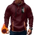 thumbnail image 2 of ZRGHAOYLQ American Flag Sweatshirt for Men Athletic Quarter Zip Hoodies Breathable Long Sleeve Hooded Pullover Trendy Patriotic Workout Sweatshirts with Zipper Pocket Wine XXL, 2 of 5