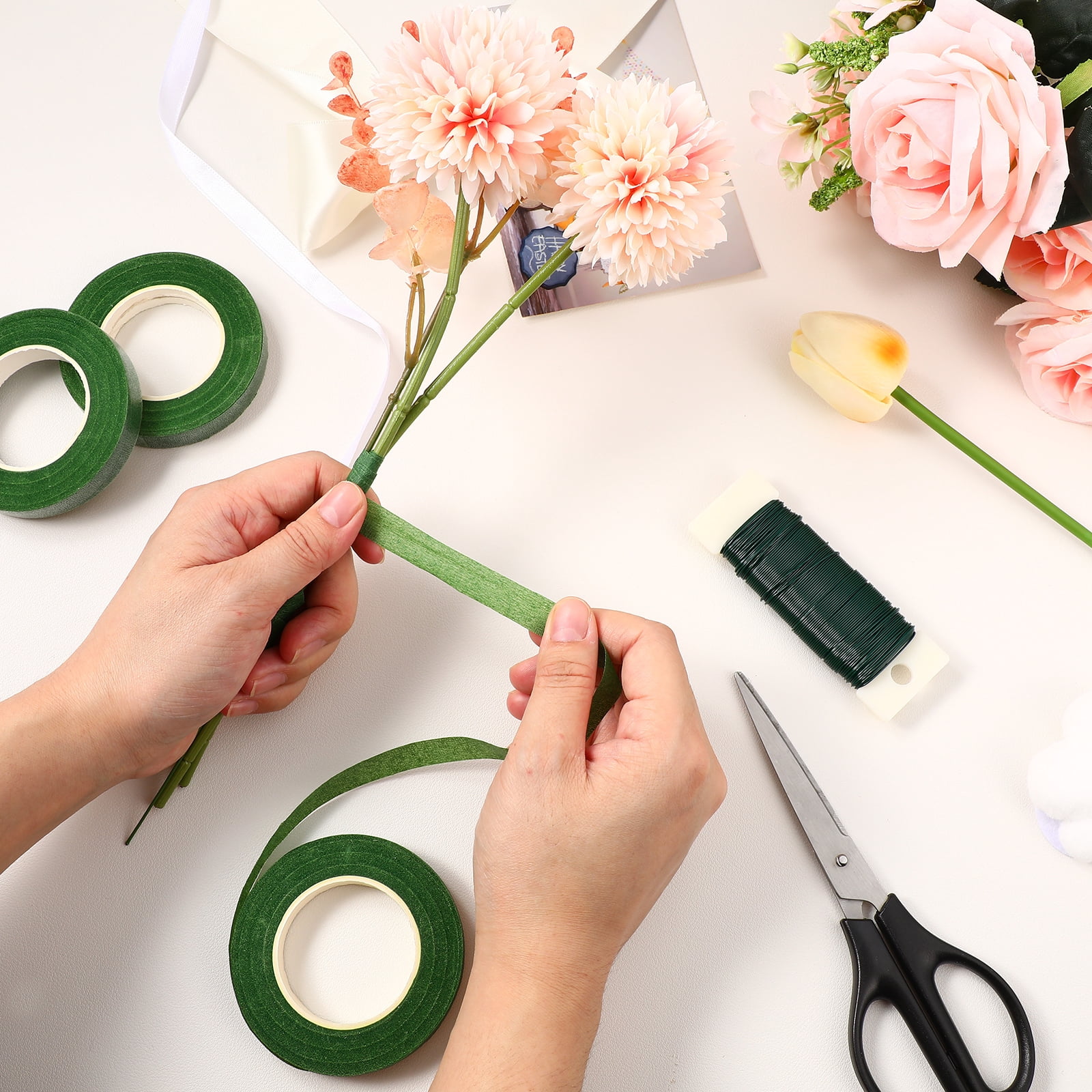 3 Sets Floral Tool Magnetic Tape Florist Wire Green and Tapes Bouquet Wreath Making Wreaths