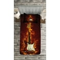 thumbnail image 3 of Ambesonne Guitar Quilted Bedspread Set 2 Pcs, Instrument in, Twin Size, Orange Maroon Black, 3 of 3