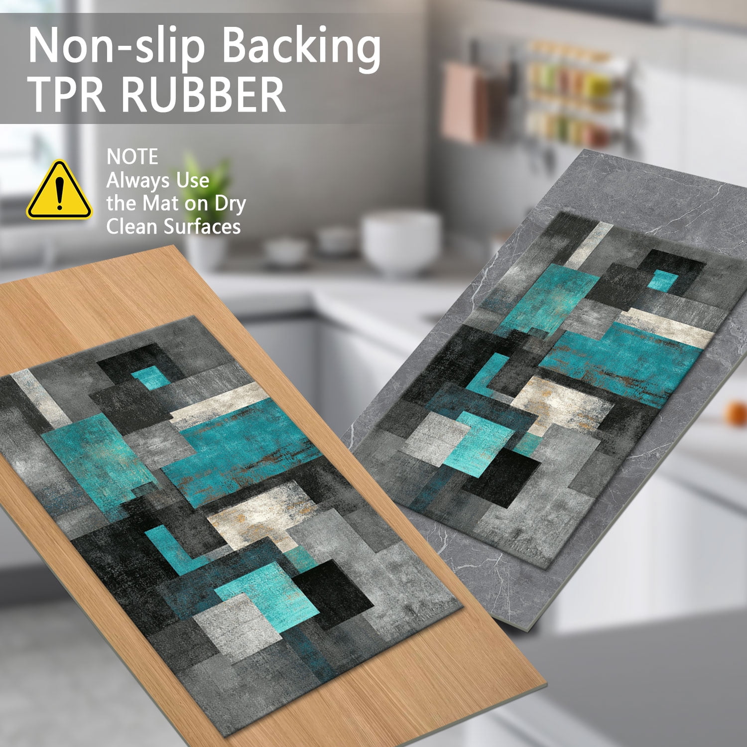 3 Piece Kitchen Rug Set, Non-Slip And Washable, Abstract Pattern Kitchen Hallway Rug, Soft And Comfortable, Suitable For Sinks, Floors, Entrances, Hallways and Bathrooms