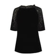 thumbnail image 3 of Womens Tops Summer Casual Plus Size Womens Casual Half Sleeve Solid Lace V-Neck Splicing T-Shirt Net Yarn Tops Womens Casual Tops Womens Plus Size Womens Lace Tops Womens Plus Tops, 3 of 9