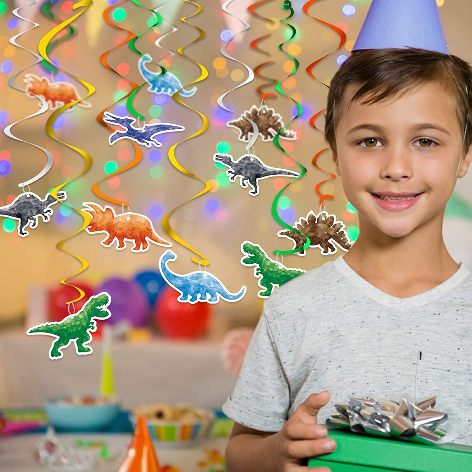 ~ Birthday Party Supplies Dinosaur JURASSIC WORLD HANGING SWIRL DECORATIONS 3 