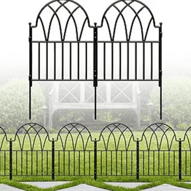 Garden Fence, 24 in(H) x 10.17ft(L) Arched Metal Fence Panel No Dig Fence, Ground Stake Animal Barrier Fence for Dog, Flower Bed Edging Wire Border Panel Fencing for Yard Patio Outdoor D r