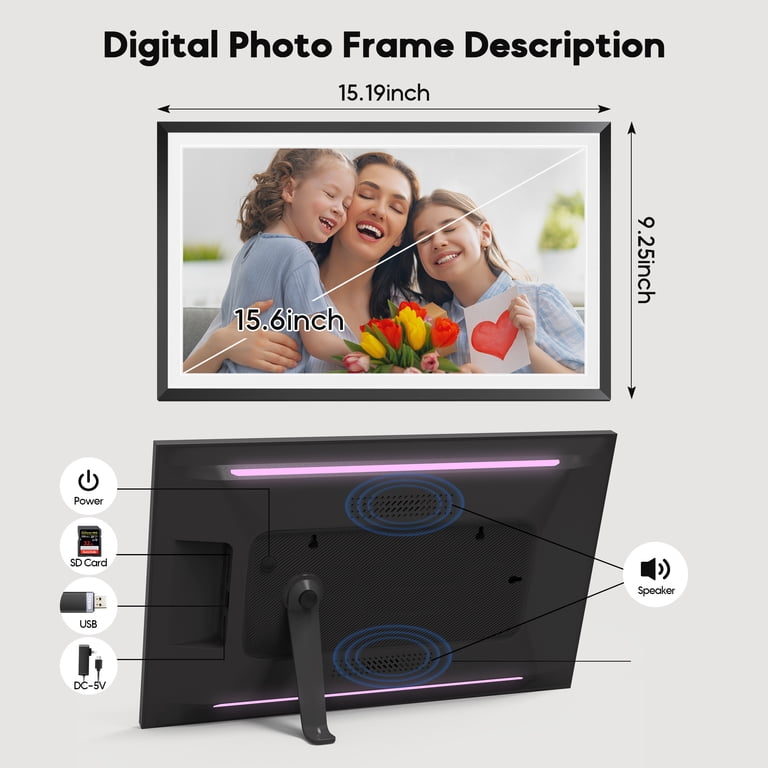 Nexfoto 15.6" FHD Digital Picture Frame With WiFi - 64GB, Touch Screen, App Sharing, Gift For Family & Grandparents
