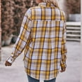 thumbnail image 5 of zaveiop Womens Oversized Flannel Plaid Shirts Casual Button Down Blouse Tops with Pockets (Yellow, XXL), 5 of 7