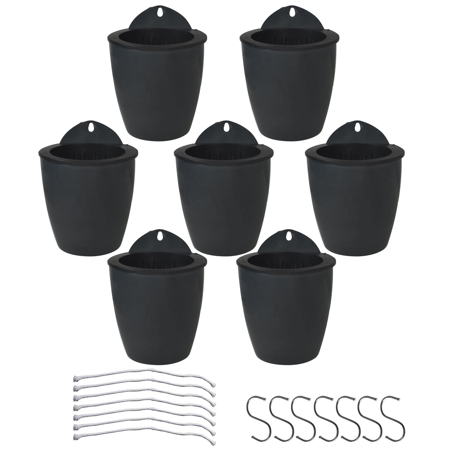 EPOTOOR NEW 7Pack Selfwatering Plant Flower Pot Wall Hanging Plastic