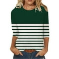 thumbnail image 2 of Eiyaclvo Womens 3/4 Sleeve Tops Fall 2024 Trendy Crew Neck Striped Tee Shirts Casual Comfy Pullover Blouses Office Work Tops, 2 of 3