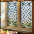 thumbnail image 5 of 1 Sheet Window Privacy Film Rainbow Film Stained Glass Static Cling Decorative Window Sticker for Bathroom,Front Door,Home Heat Control UV Blocking Non Adhesive,Diamond Grid, 17.7"x39.4", 5 of 6