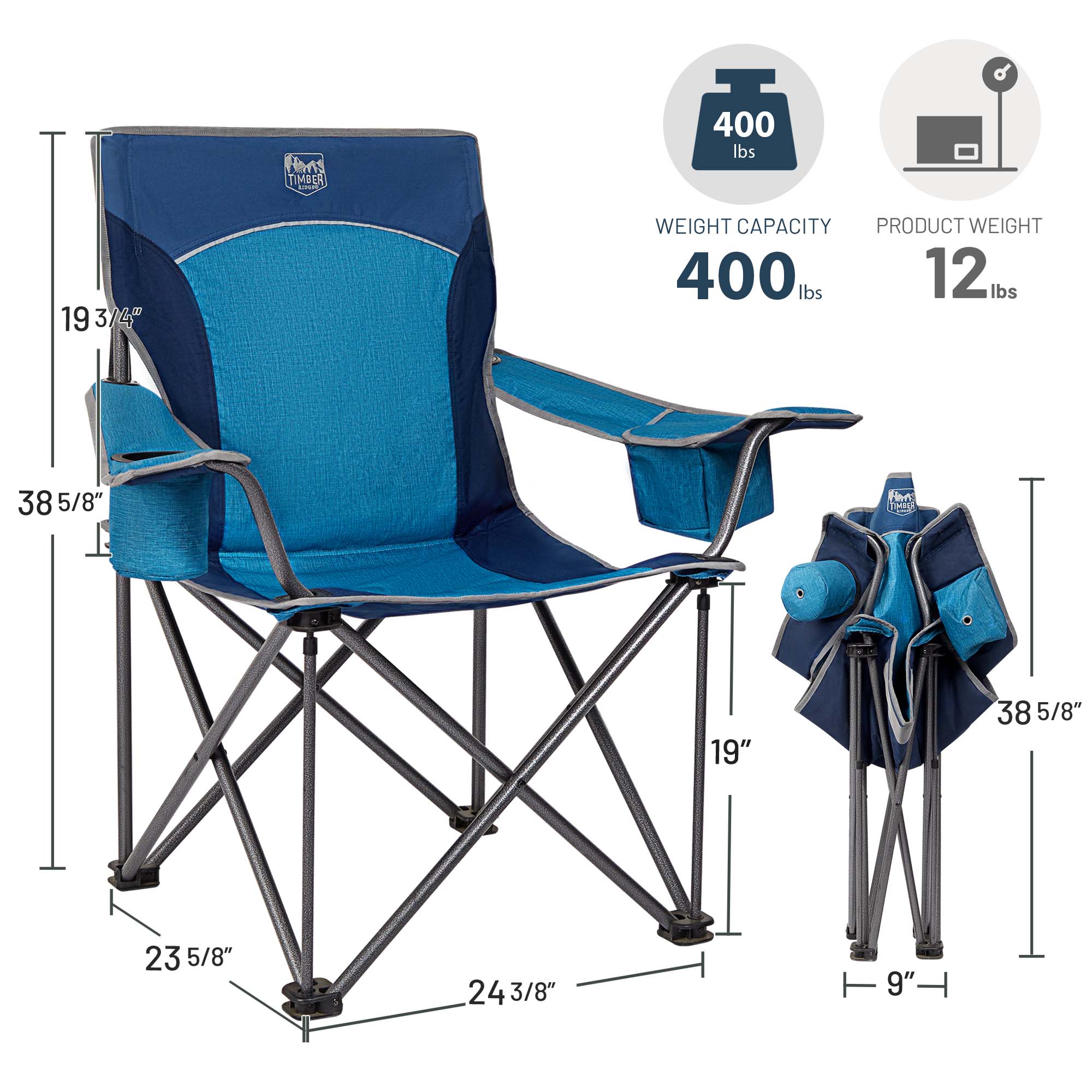 Timber Ridge Oversized Camping Chair, 400 Lb Capacity photo 7