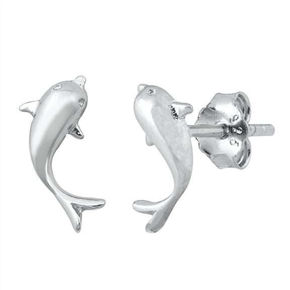 Sterling Silver Fish Stud Earrings