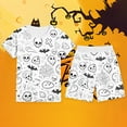 thumbnail image 2 of Gelikeya Halloween Colorable Pajamas for Boys Girls Long/short Sleeve Shirts and Shorts 2pcs Outfits Nightiewear Cartoon Graphic Pjs Children's Clothes, 2 of 3