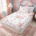 thumbnail image 2 of meiyoeat Watercolor Dreamy Castle Zipper Twin Comforter Sets with Fitted Sheet and 2 Pillowcases for Kids Girls, Princess Fairy Style Zipper Bedding Set, Pink White, Pink ReversibleG, 2 of 6